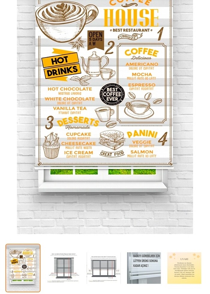 Dijital baskı zebra perde mutfak perdesi - Görsel 2