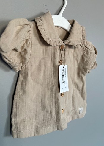 Kız Çocuk Keten Bej Kısa Kollu Elbise - Görsel 3