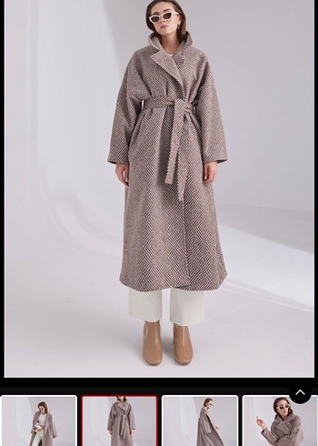 Desenli Oversize Kadın Kaban - Görsel 3