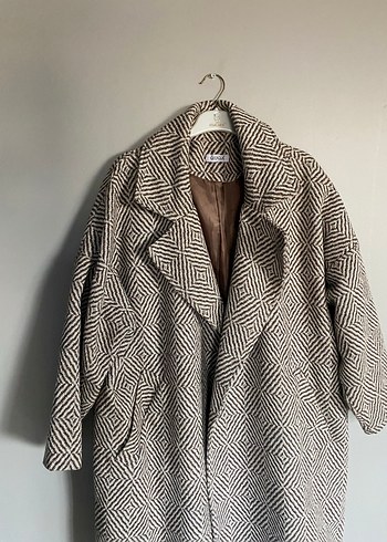 Desenli Oversize Kadın Kaban - Görsel 5