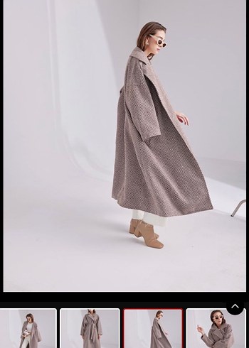 Desenli Oversize Kadın Kaban - Görsel 2