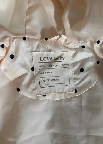 Kapüşonlu Beyaz Puantiyeli Kız Çocuk Montu - Görsel 4