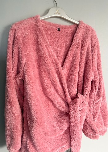 Pembe Kadın Mini Sıcak Bornoz takım - Görsel 2