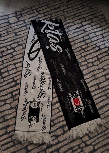 Beşiktaş Besiktas 1903 Siyah Beyaz Firfirli Fular