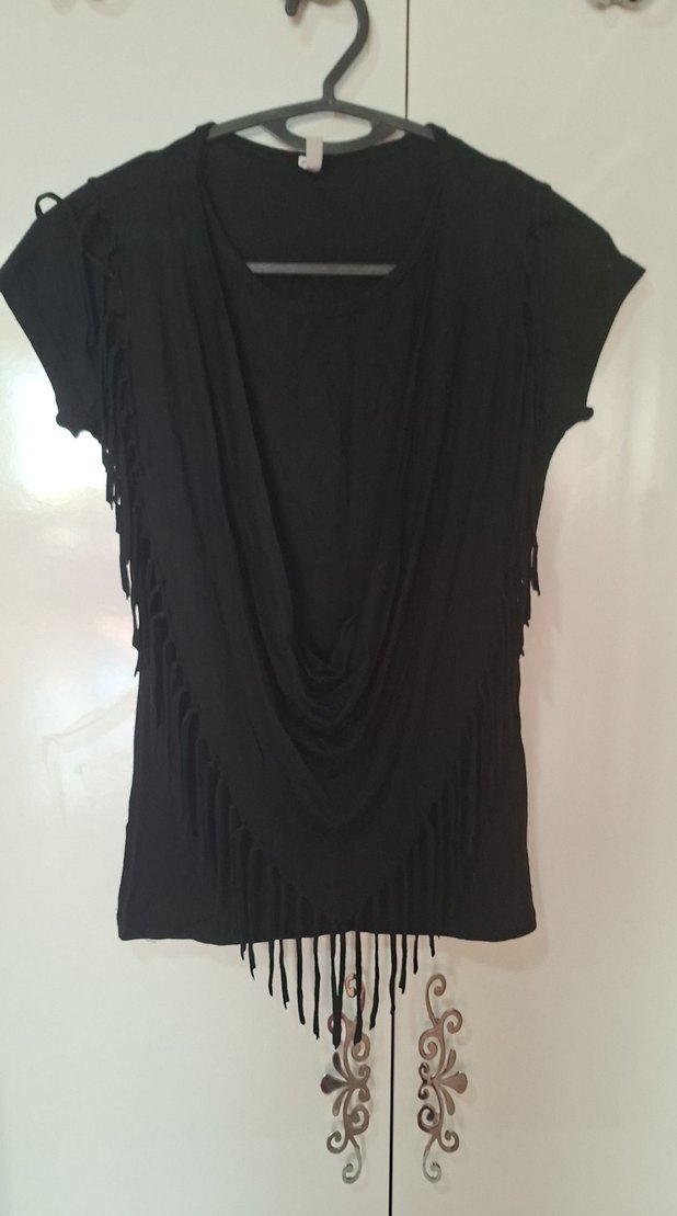 Siyah Drapeli V Yaka Gebelik Bluzu - Görsel 3