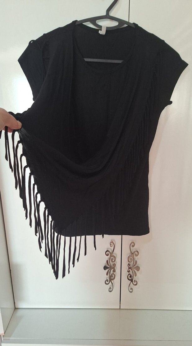 Siyah Drapeli V Yaka Gebelik Bluzu - Görsel 4