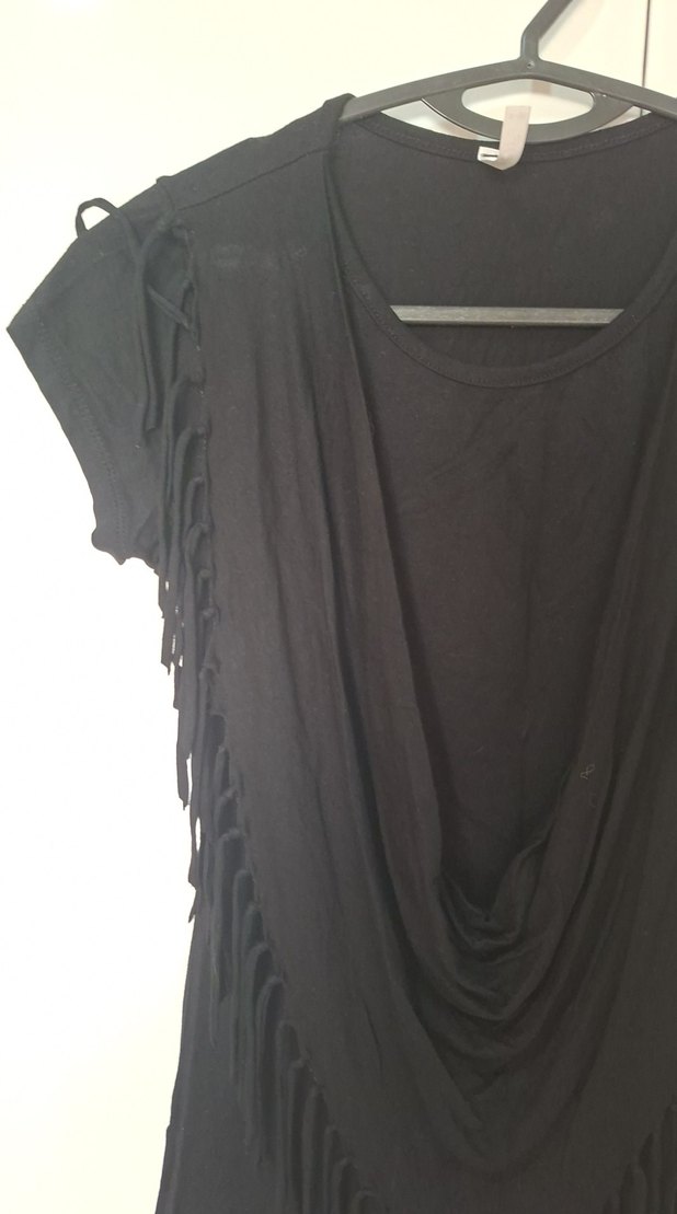 Siyah Drapeli V Yaka Gebelik Bluzu - Görsel 2