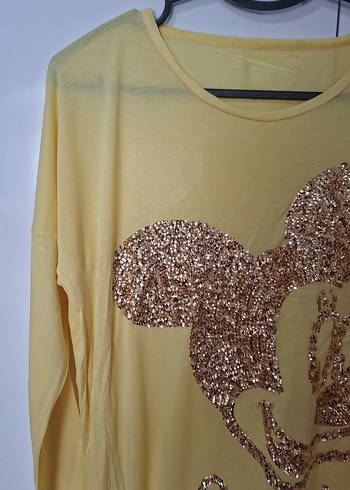 Sarı Uzun Kollu Hamile Tişörtü - Görsel 3