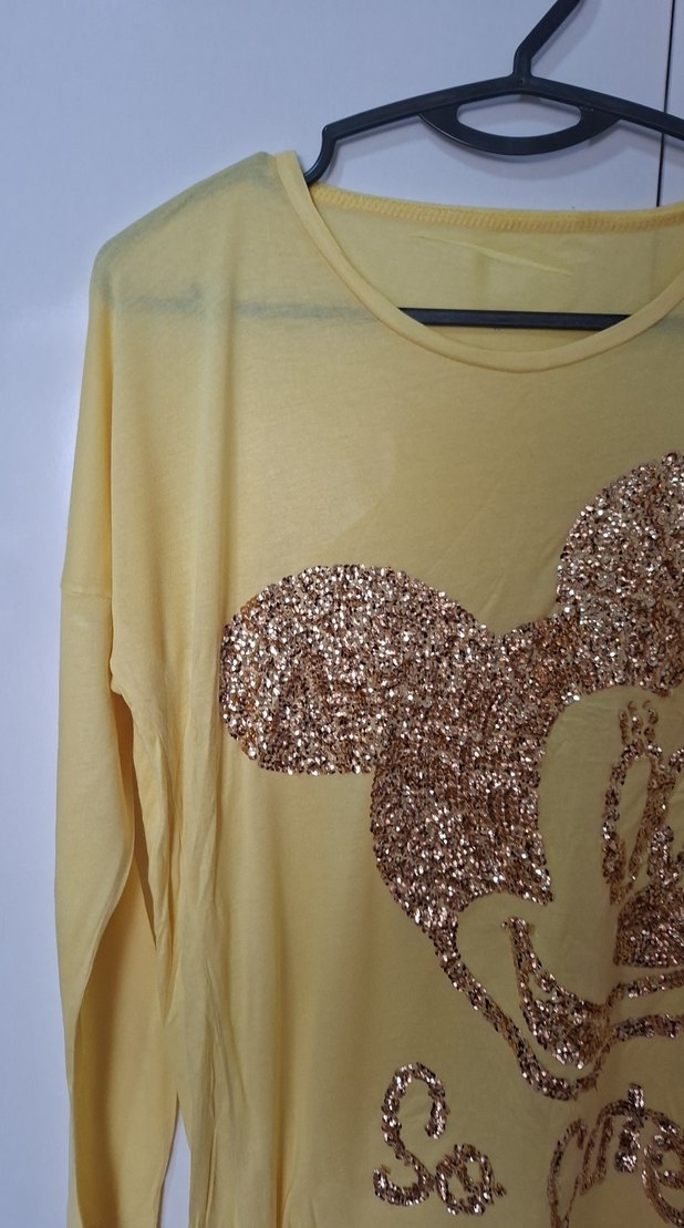 Sarı Uzun Kollu Hamile Tişörtü - Görsel 3