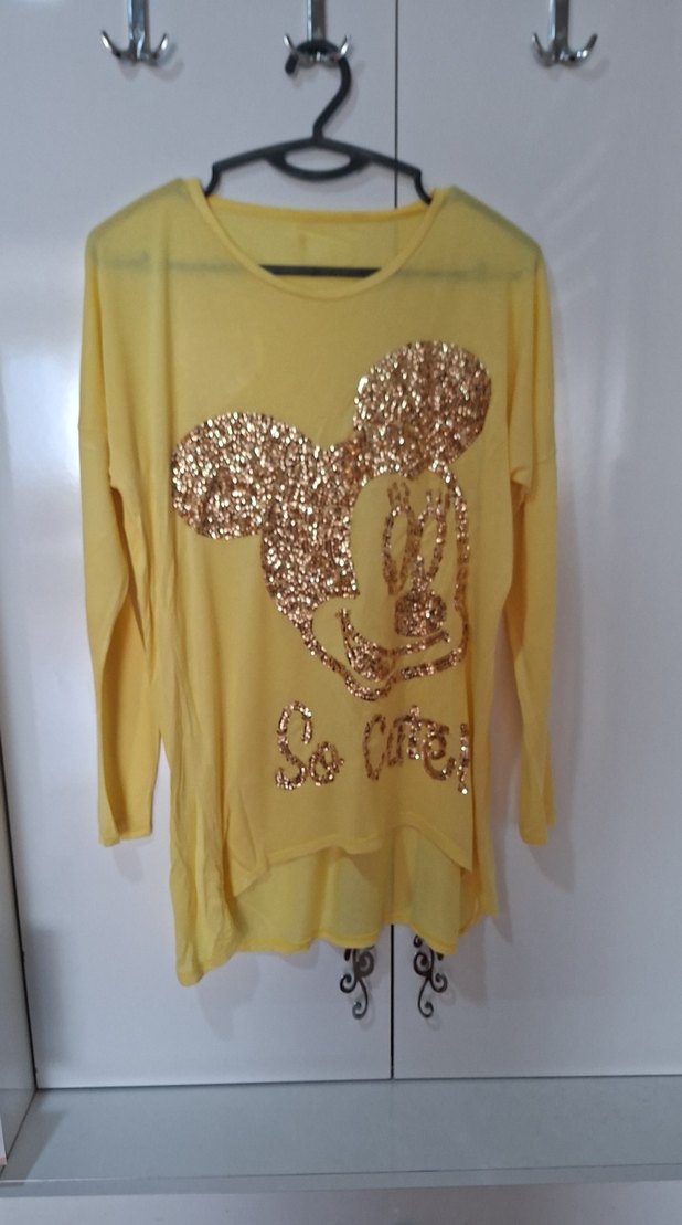 Sarı Uzun Kollu Hamile Tişörtü - Görsel 4