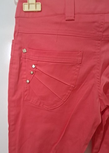 Kadın Parlak Pembe Düğmeli Pantolon - Görsel 5