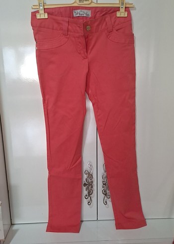 Kadın Parlak Pembe Düğmeli Pantolon - Görsel 2