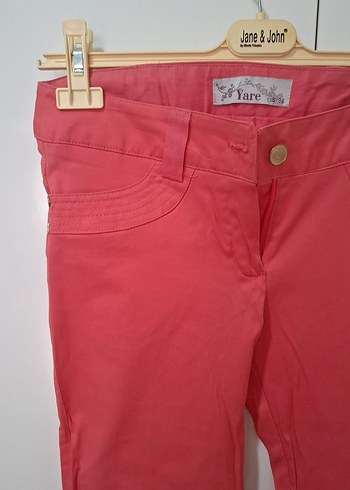 Kadın Parlak Pembe Düğmeli Pantolon - Görsel 3