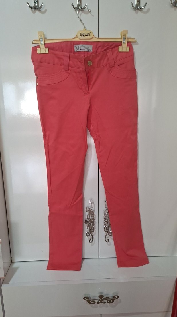 Kadın Parlak Pembe Düğmeli Pantolon - Görsel 2