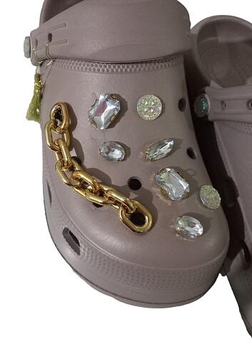 36 Beden camel Renk TAŞLI CROCS TERLİK