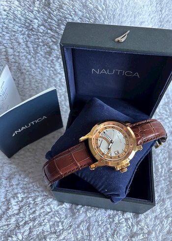 ORİJİNAL NAUTİCA GOLD SAAT ÇELİK KASA DERİ KORDON - Görsel 2