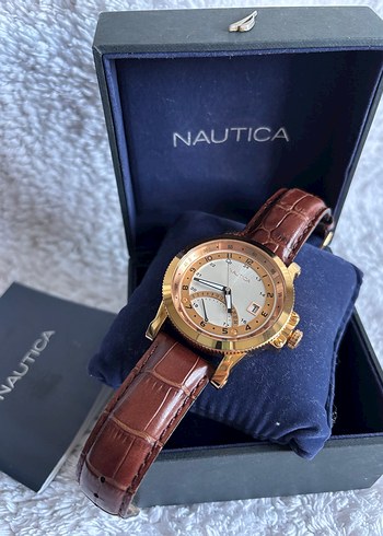 ORİJİNAL NAUTİCA GOLD SAAT ÇELİK KASA DERİ KORDON - Görsel 4