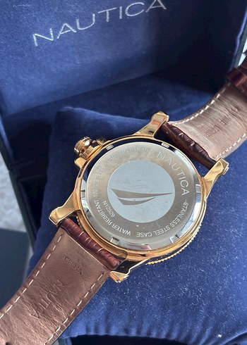 ORİJİNAL NAUTİCA GOLD SAAT ÇELİK KASA DERİ KORDON - Görsel 5