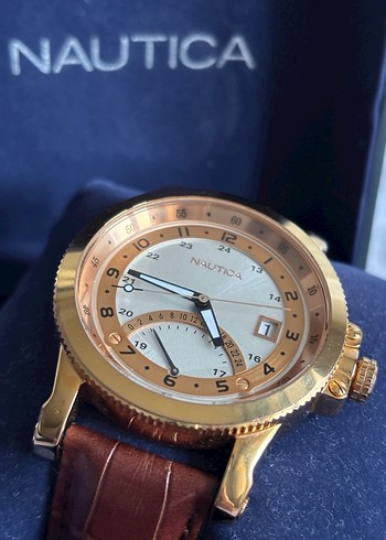 ORİJİNAL NAUTİCA GOLD SAAT ÇELİK KASA DERİ KORDON - Görsel 10