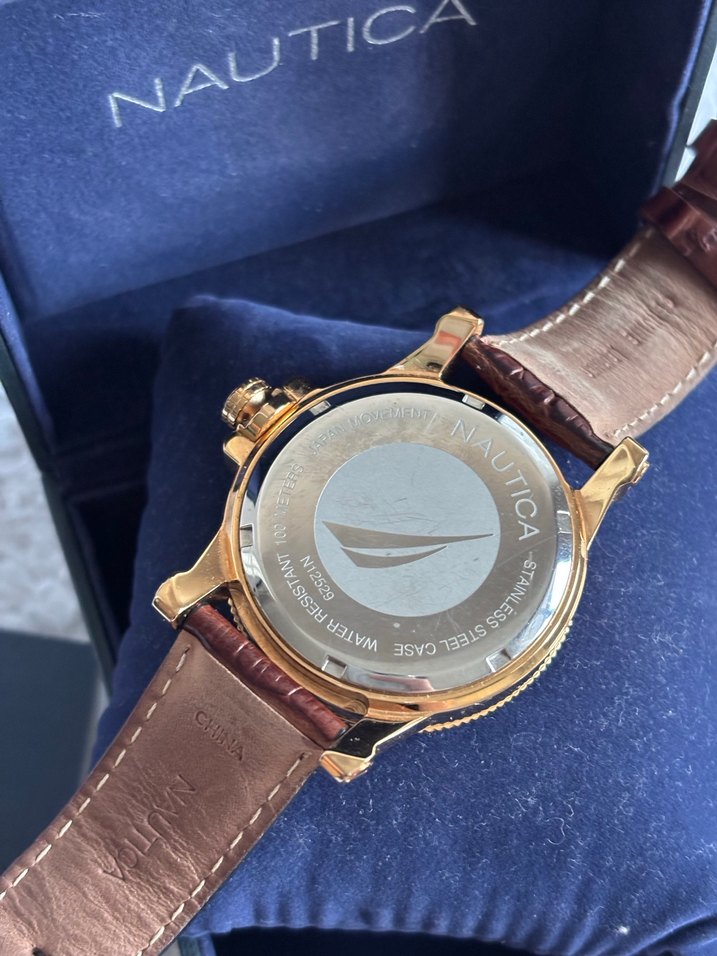ORİJİNAL NAUTİCA GOLD SAAT ÇELİK KASA DERİ KORDON - Görsel 5