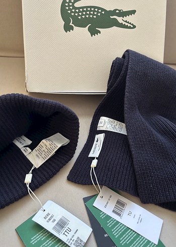 ORİJİNAL LACOSTE ATKI BERE SETİ UNİSEX SIFIR ETİKETLİDİR. - Görsel 9