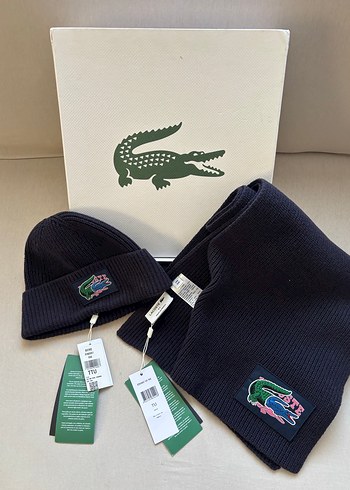 ORİJİNAL LACOSTE ATKI BERE SETİ UNİSEX SIFIR ETİKETLİDİR. - Görsel 5