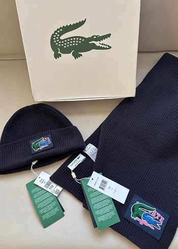 ORİJİNAL LACOSTE ATKI BERE SETİ UNİSEX SIFIR ETİKETLİDİR. - Görsel 7