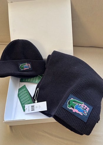 ORİJİNAL LACOSTE ATKI BERE SETİ UNİSEX SIFIR ETİKETLİDİR. - Görsel 8