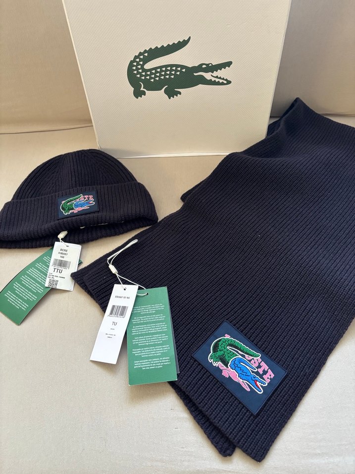 ORİJİNAL LACOSTE ATKI BERE SETİ UNİSEX SIFIR ETİKETLİDİR. - Görsel 3