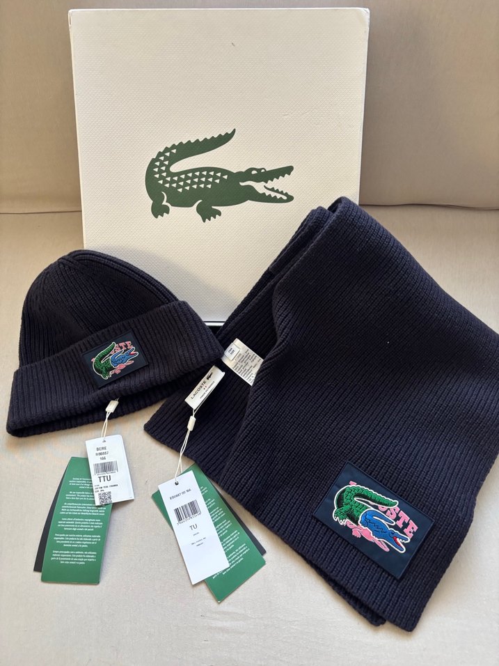 ORİJİNAL LACOSTE ATKI BERE SETİ UNİSEX SIFIR ETİKETLİDİR. - Görsel 4