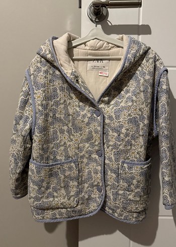 Zara Gri Çiçek Desenli Bohem Kız Montu