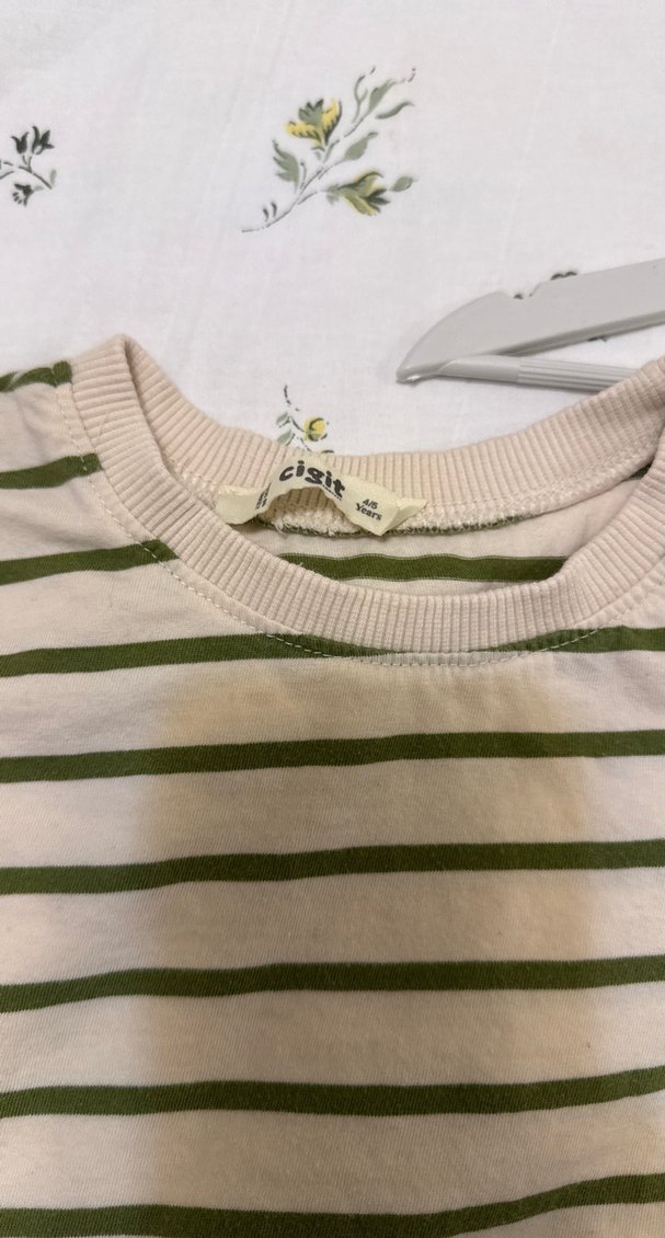 Çizgili Çocuk İçlik Gri-Beyaz - Görsel 2