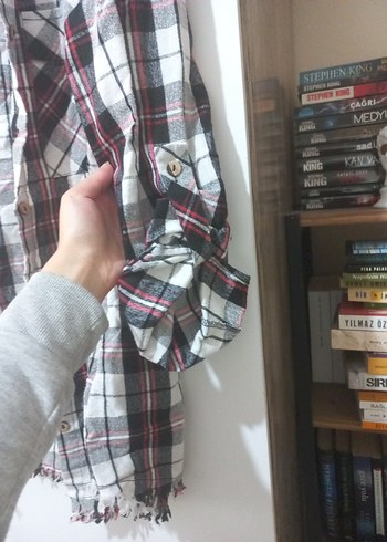 Ekoseli Uzun Kollu Salaş Kadın Gömlek - Görsel 3