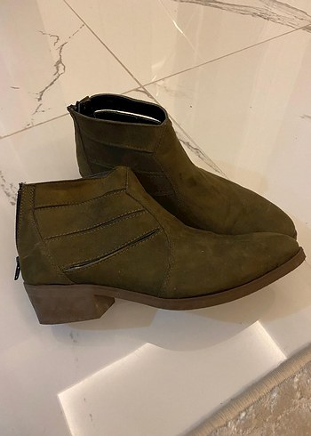 Kahverengi Süet Kadın Botu, Tokalı, Kalın Topuk - Görsel 2