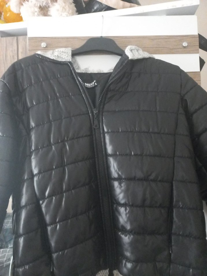 Gri Örgü Detaylı Kadın Mont - Görsel 2