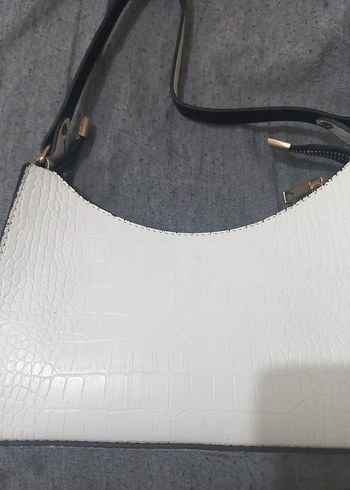 Beyaz Yılan Derisi Desenli Deri Kadın Çanta - Görsel 2