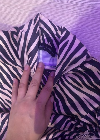 Diğer Mor Zebra Desenli Uzun Kollu Bodysuit