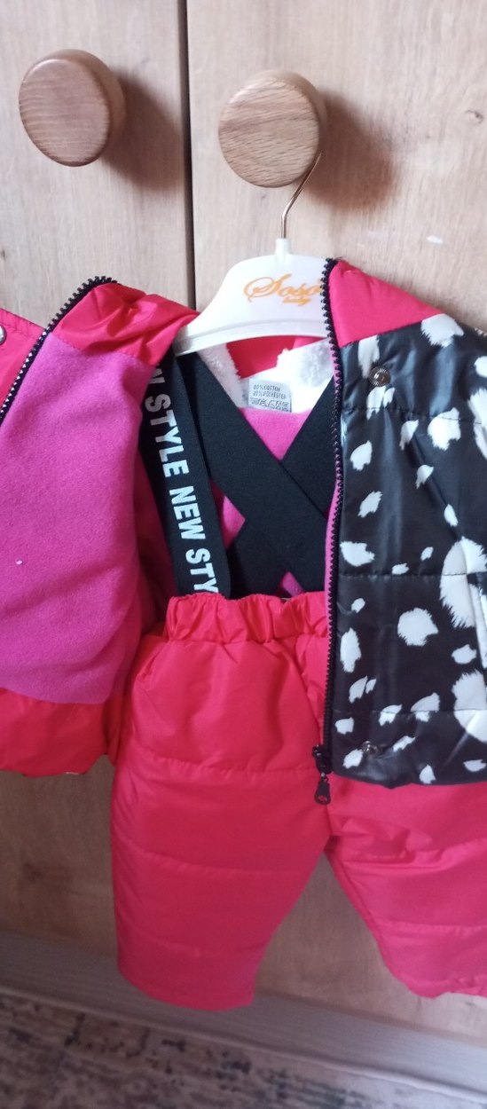 Kız Bebek Pembe Desenli Kürklü Kayak Tulumu - Görsel 2