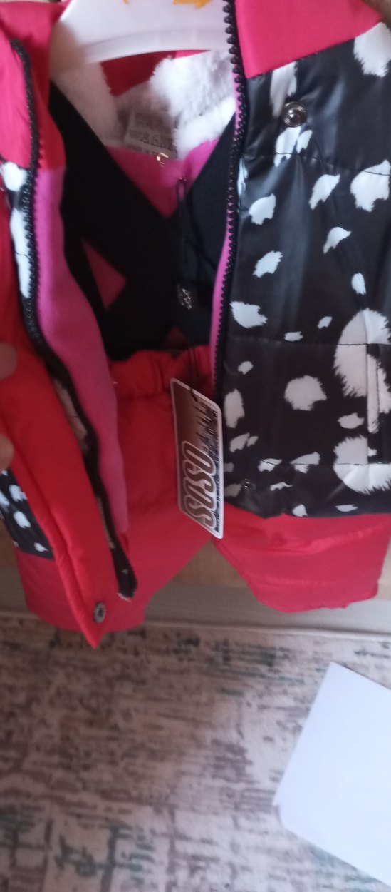 Kız Bebek Pembe Desenli Kürklü Kayak Tulumu - Görsel 3