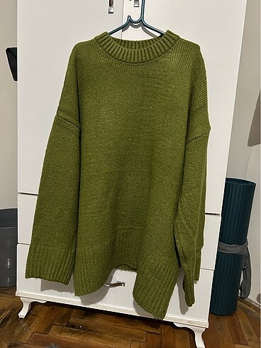 fıstık yeşili oversize kazak