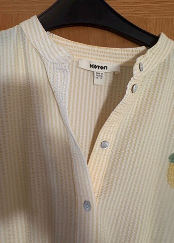 Sarı renk, hiç kullanılmadı meyve işlemeli elbise - Görsel 2