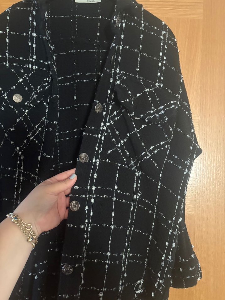 Düğmeli Siyah Kadın Ceket/Gömlek - Görsel 2