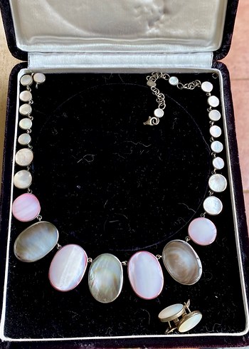 Sterling silver 925 ayar Sedef gümüş gerdanlık ve küpe