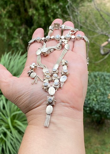  Beden gri Renk 925 ayar kristal taşlı gümüş set