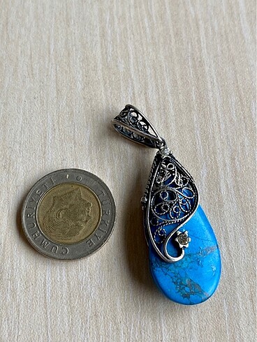  Beden mavi Renk 925 gümüş Firuze kolye ucu