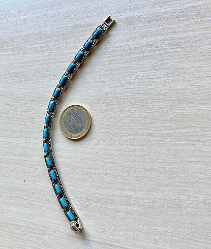 Beden gri Renk 925 ayar Markazit taşlı gümüş bileklik