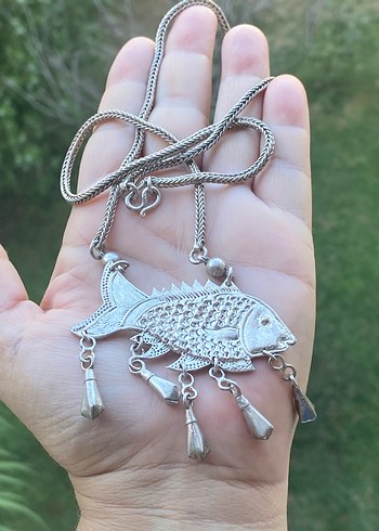  Beden gri Renk 925 ayar balıklı gümüş set