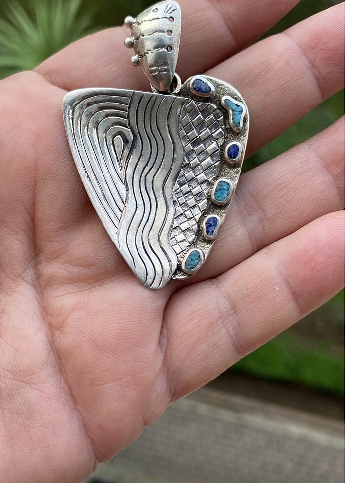 925 ayar elişi gümüş kolye ucu - Görsel 2