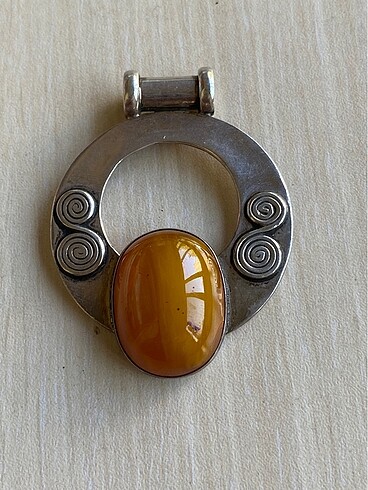 925 ayar damla kehribar gümüş kolye ucu - Görsel 6