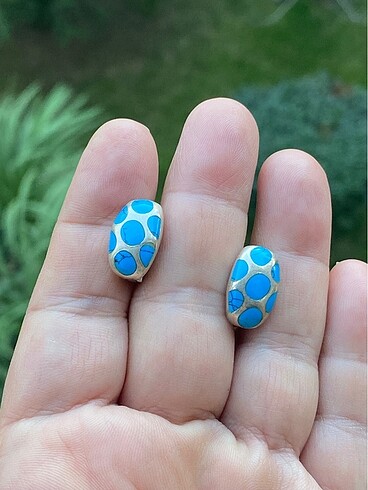 925 ayar Firuze gümüş küpe - Görsel 2